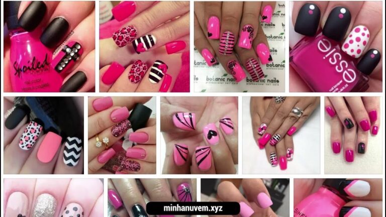 Unhas de Gel Pretas e Rosa: Tend&ecirc;ncia em Destaque